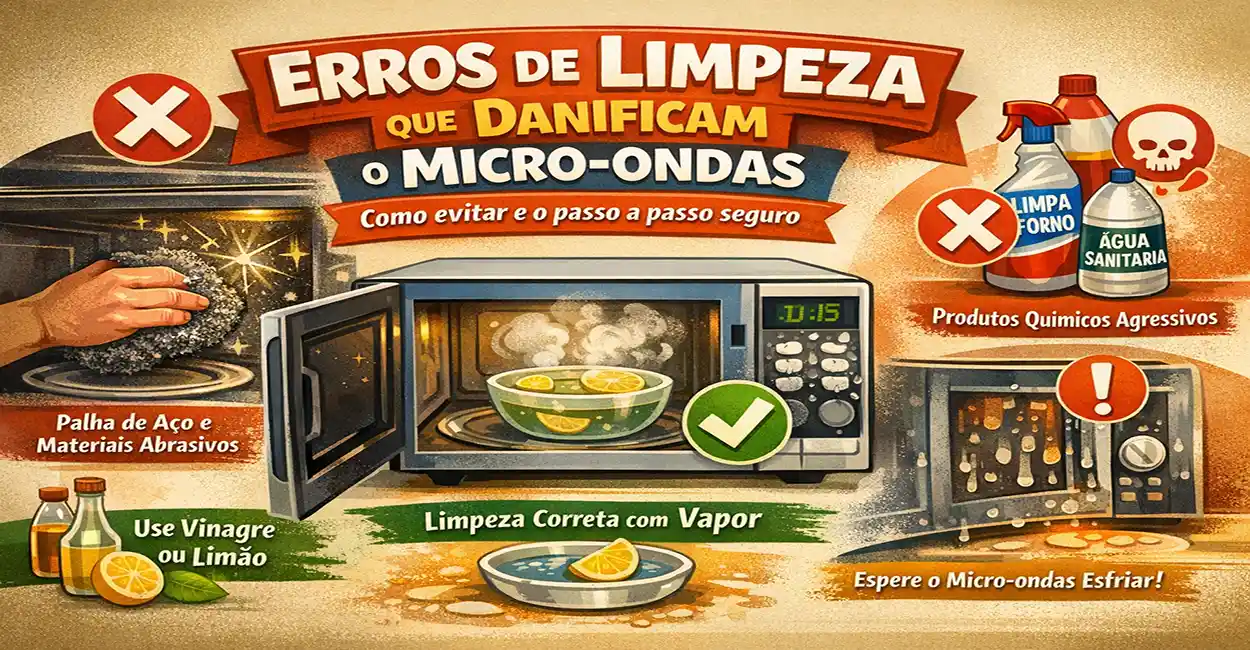Erros de limpeza que danificam o micro-ondas