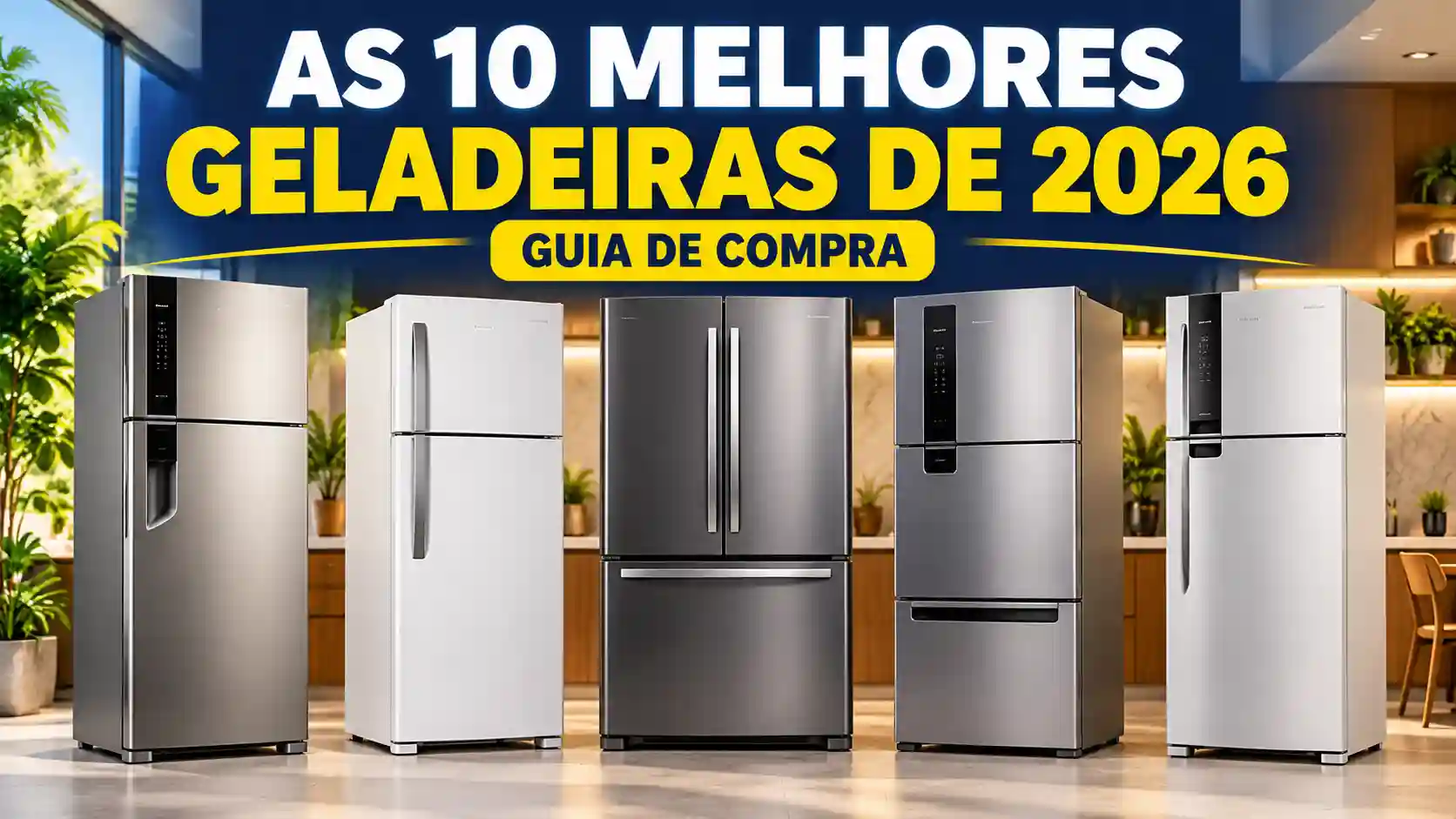 As 10 melhores geladeiras de 2026, com modelos modernos em uma cozinha planejada.