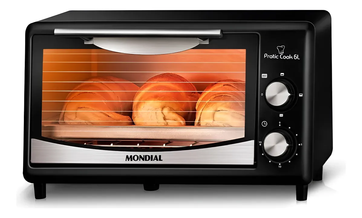 Forno elétrico Mondial FR-09 6 litros preto e inox